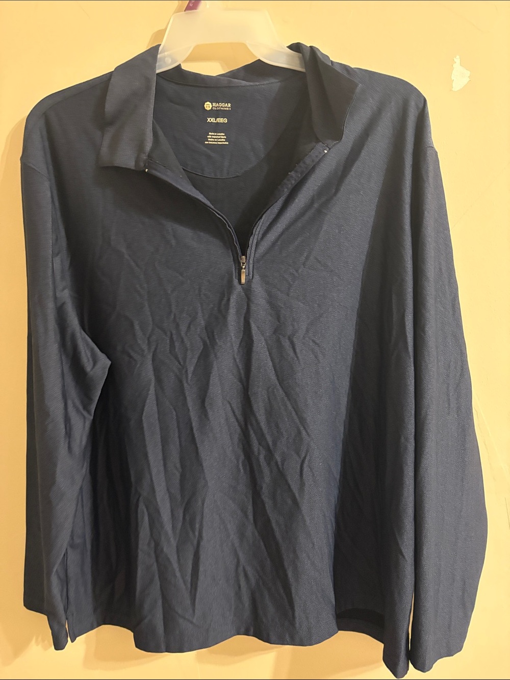 Haggar Men's Dark Navy Long-Sleeve Quarter-Zip Polo